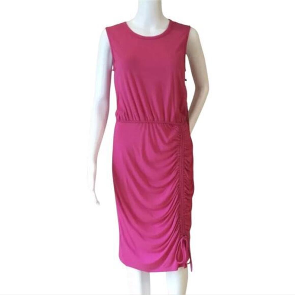 Calvin Klein Hot Pink Batbiecore Bodycon ruched super soft dress size 10 New